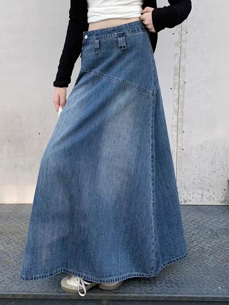 Retro Hong Kong Sle Hohe Taille A-linie Rock frauen Sommer Neue Taille Denim Röcke Abnehmen Straße Personali
