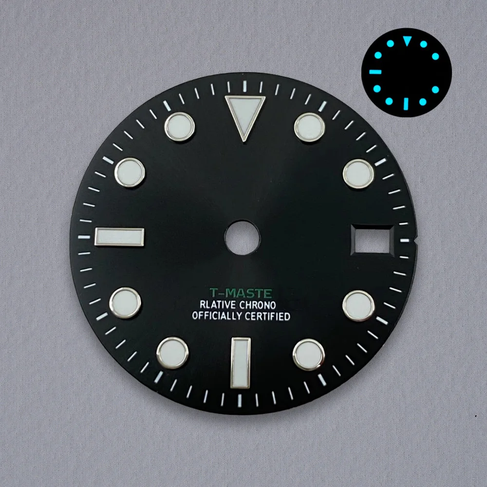 28.5mm S Logo NH34 GMT 2 Dial Black Gold Border Movement Ice Blue Luminous Meteorite Watch Modification Accessories tools