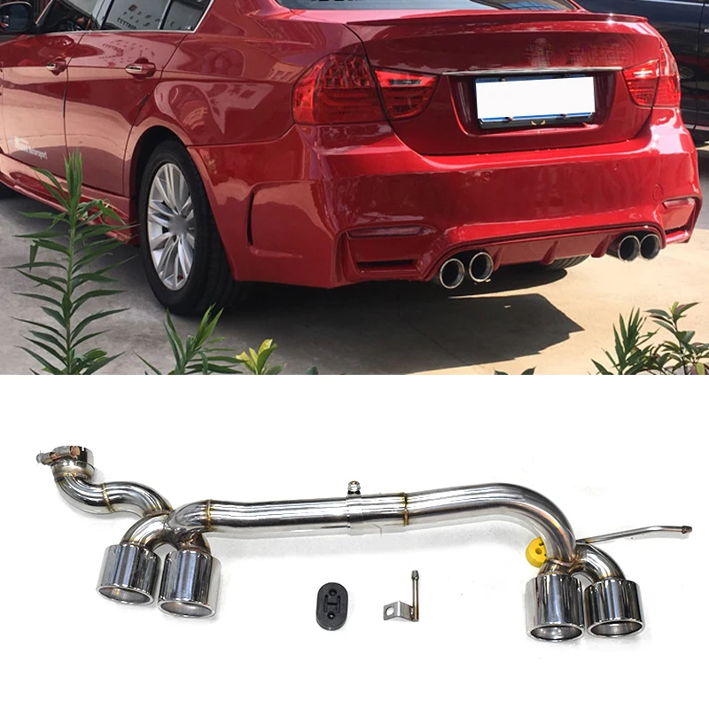 Edelstahl-Auspuffrohr, einzelner Auspuff für BMW E90 318i 320i 325i 3er 2006–2011, Up M4 Look Quad Schalldämpferspitze