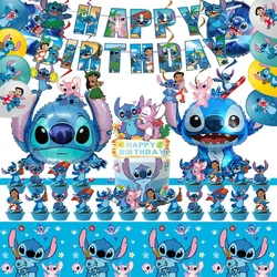 40PCS Lilo&Stitch themed birthday party decoration balloons, family party decoration banners, cakes, and balloon sets