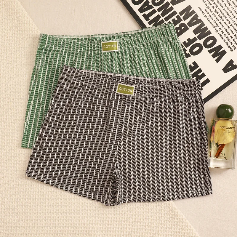 

Cotton Home Boxers Underpants Men's Panties Striped Loose Plus Size Soft and Comfortable Breathable Boxers Sports Short Section