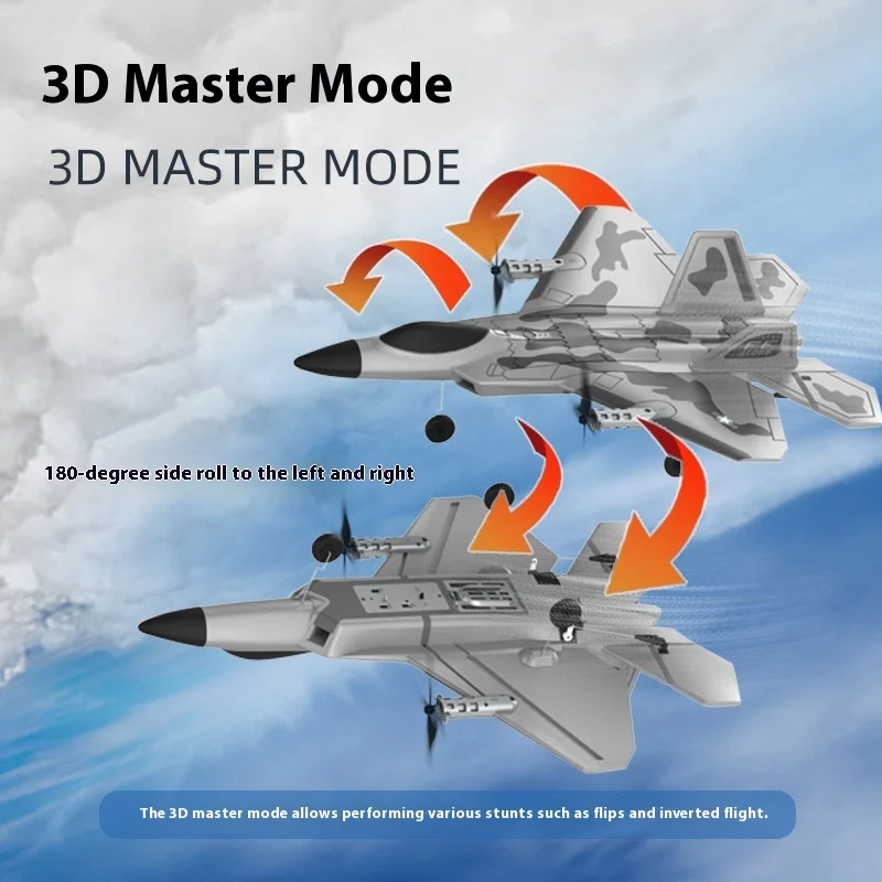 Bm16 Four-Channel F22 Fighter Jet, Vertical Crane, Fixed-Wing Remote-Controlled Foam Glider, Aircraft Model, Boys' Toy view 3