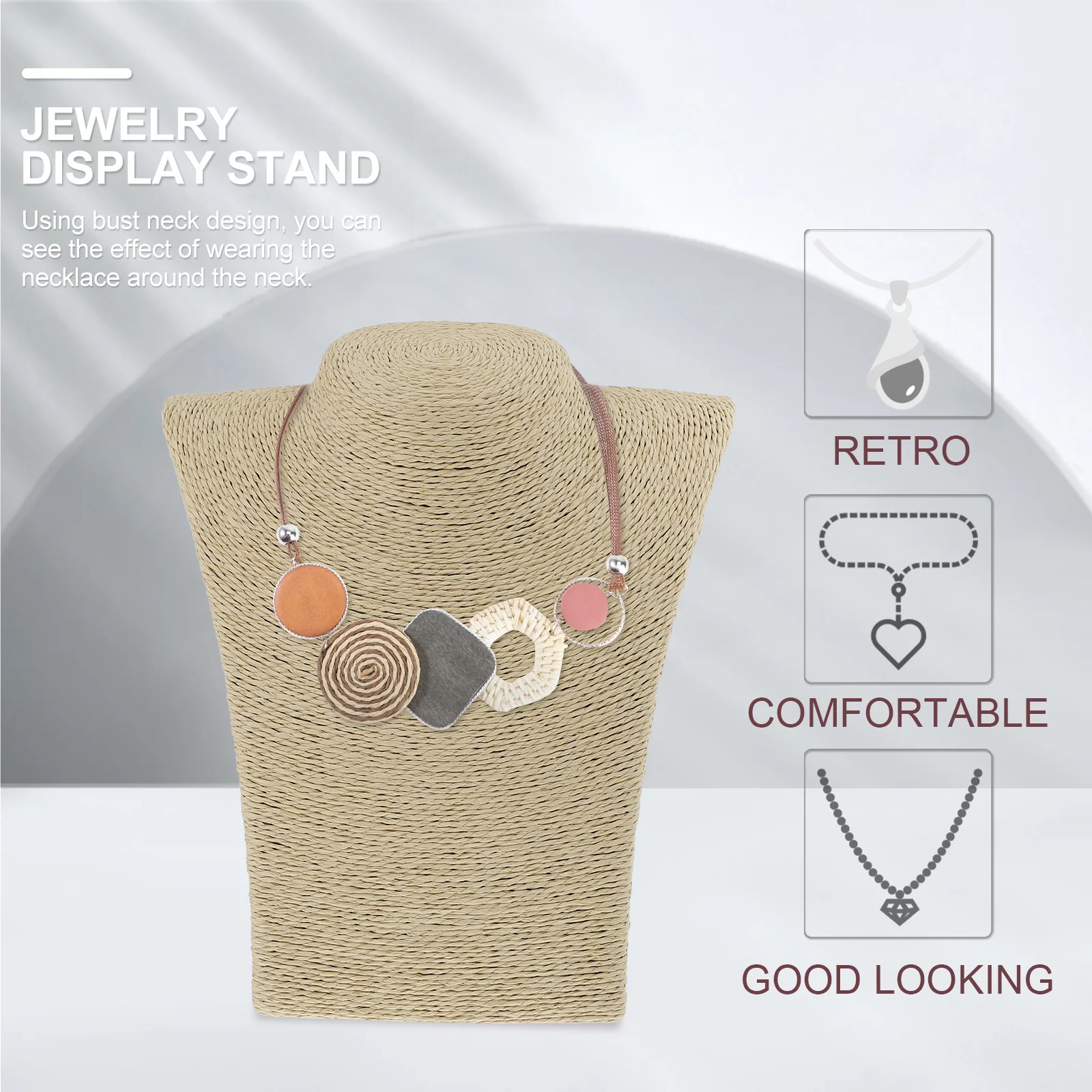 

Necklace Display Rack Premium Material Neck Shape Jewelry Holder Pendant Chain Earrings Display Organizer Necklace Organizer