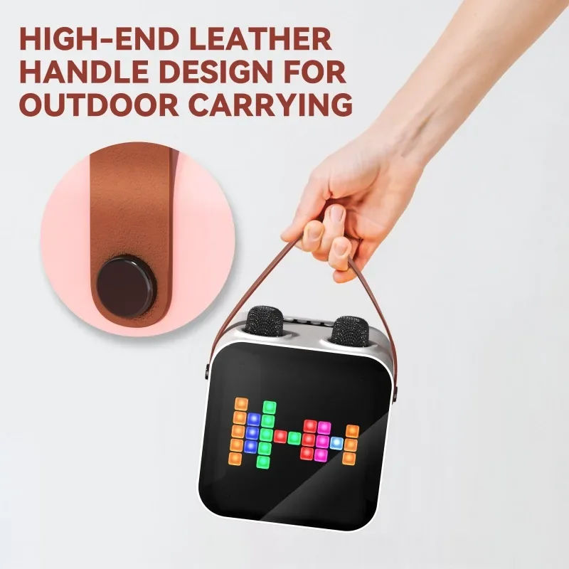 

SP100 Беспроводной Bluetooth-динамик Открытый портативный караоке-машина с двойным микрофоном RGB-экран Воспроизведение USB-карт TF
