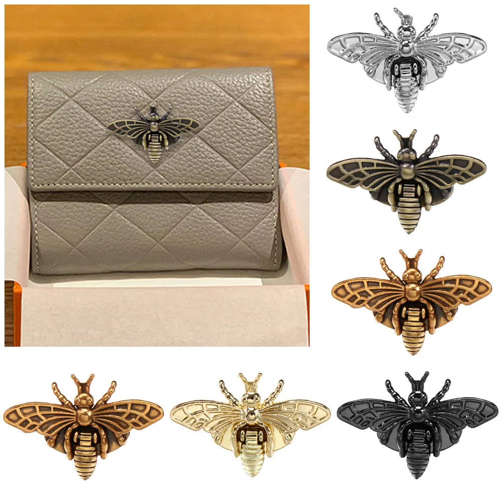 Cerradura de giro en forma de abeja de Metal, cierre de bolso de moda Retro, Hardware para bolso de mano Artesanal de cuero, accesorios de bricolaje