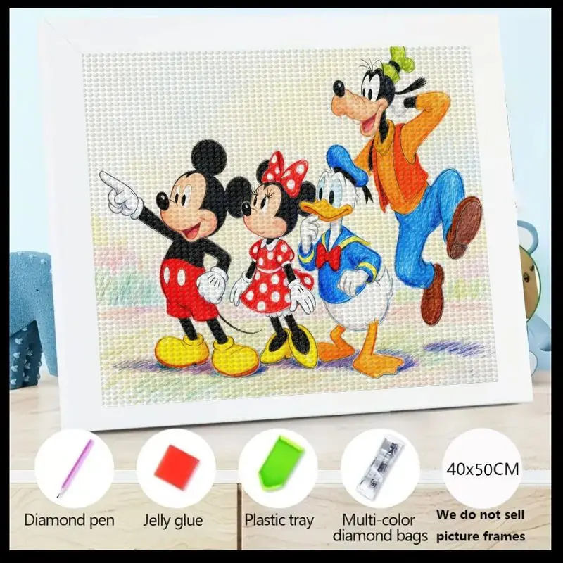 

1PC Disney Mickey Mouse & Friends 5D Diamond Painting Kit, Full Drill DIY Cartoon Art Project, Sparkling Crystal Gem Rhinestone