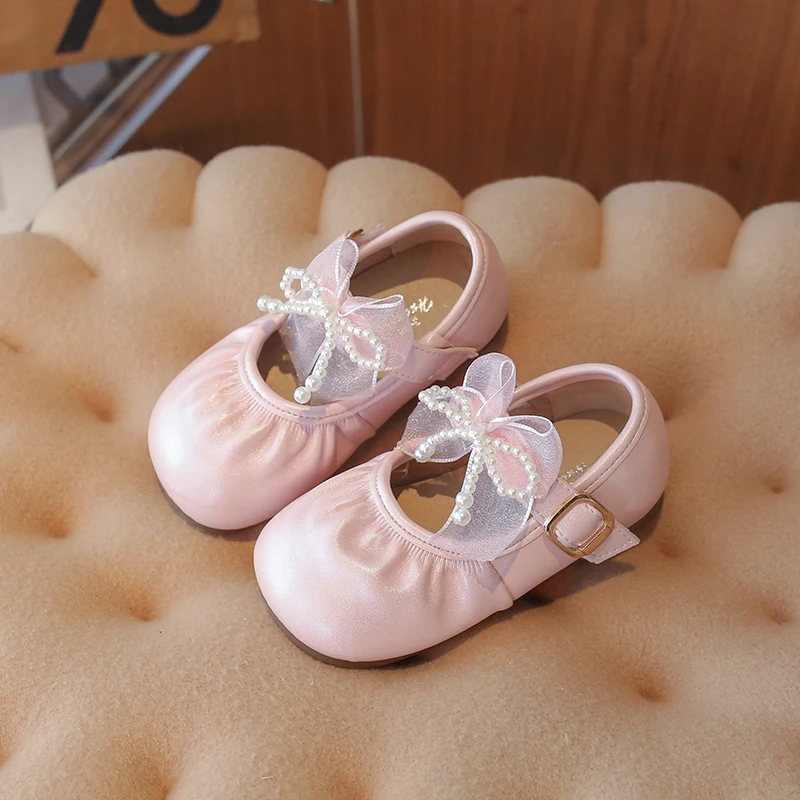 

Детские туфли для девочек «Принцесса» с милым бантом, новинка 2026 года, весенние балетки для малышей, мягкая подошва, классические элегантные туфли Мэри Джейн для босоножного ходьбы