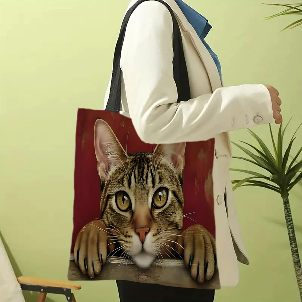 1 Stück süße Cartoon-Katze-Umhängetaschen, lustiges Tier, die Sternennacht, Umhängetaschen, lässige modische Tasche, multifunktionale Handtasche – Detail 14