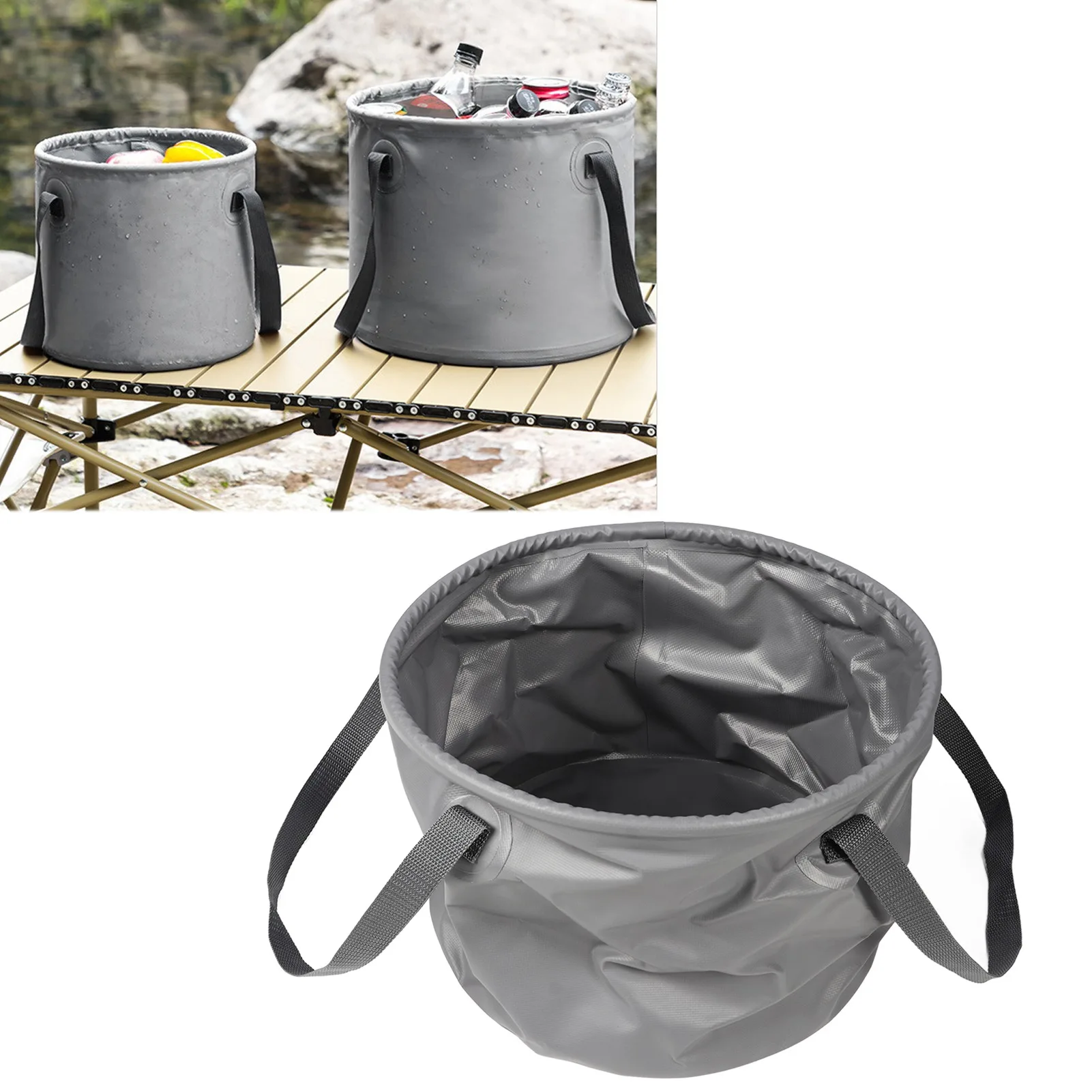 

Collapsible Bucket Thickened Large Capacity Portable Folding Water Container With Handle For Camping Fishing Gray 10L/20L