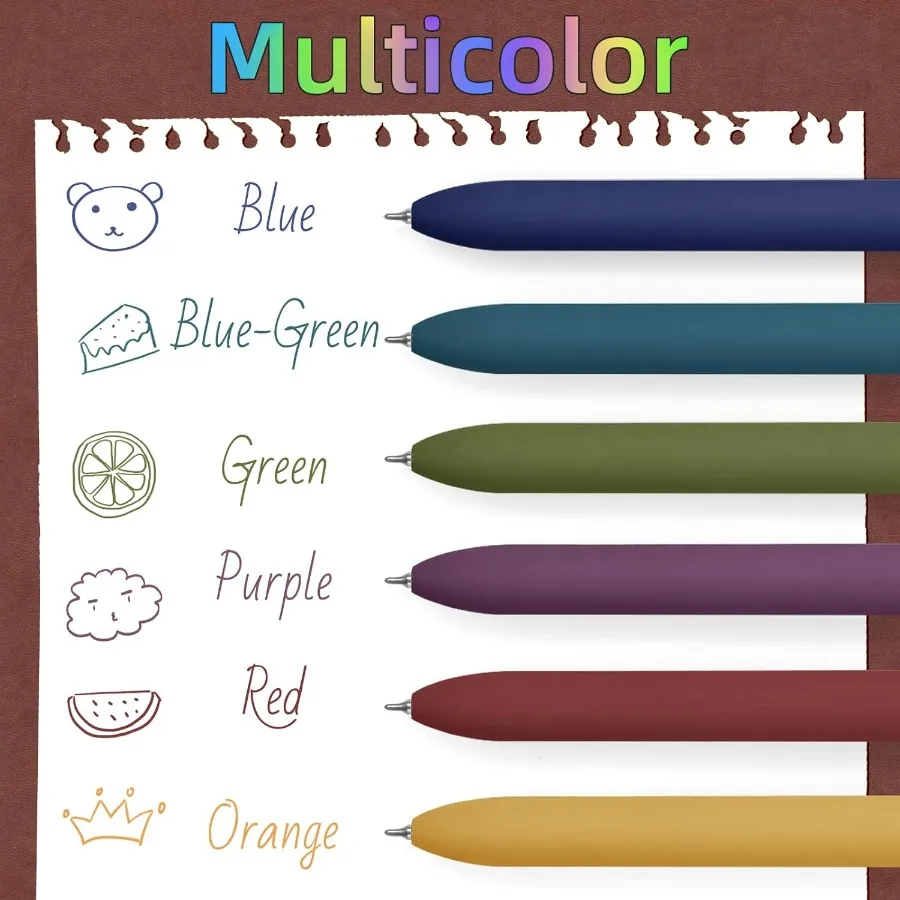 أقلام ملونة 6 قطعة أقلام ملونة رفيعة نقطة قلم كتابة سلس 0.5 مللي متر قلم جل حبر ملون لرحلة الملاحظات تدوين الكتابة المكتبية
