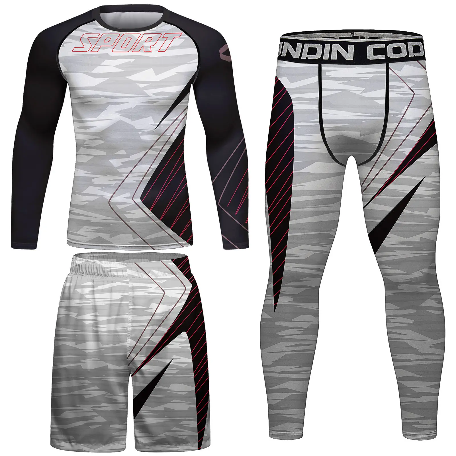 Graphic Print Rashguard Sportsuits for Men Fighting MMA T-Shirt+Muay Thai Shorts Gym Fitness Sports Training Boxing 4PCS/Sets