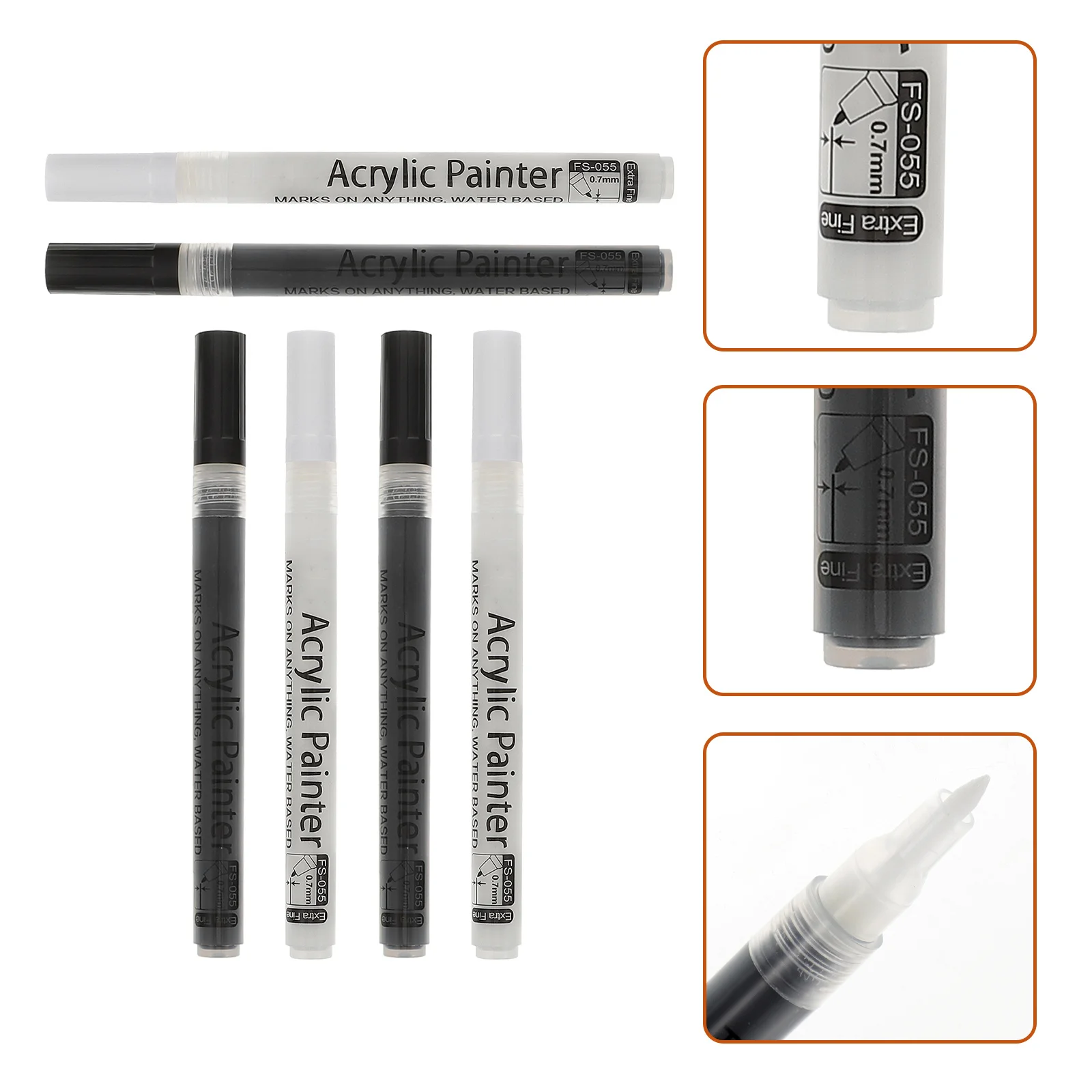 

6 шт. акриловые маркеры высокого качества без запаха, белые, черные цветные ручки, гладкое письмо, рисунок, живопись, заметка для школы