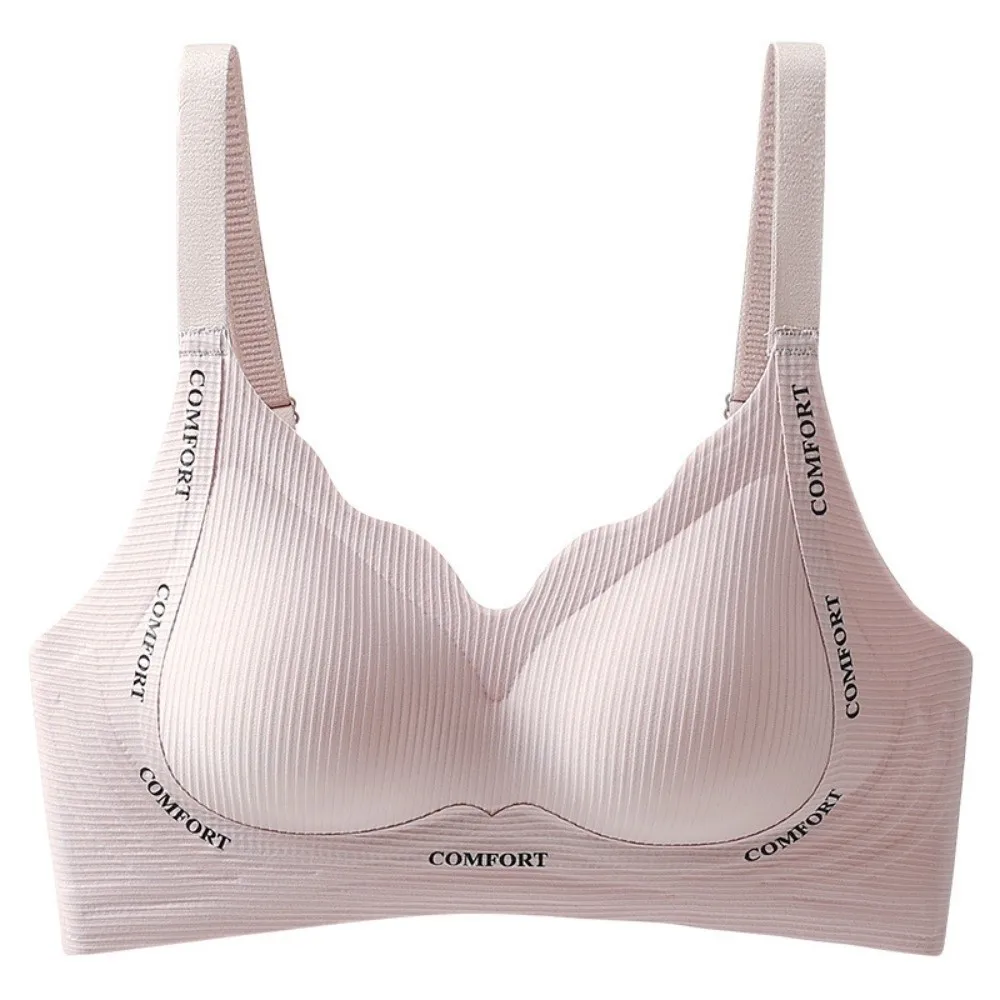 

English Letter Wireless Deep V Bra Close-fitting Anti-sagging Brassiere for Women Traceless Gathered Breasts Push Up Underwear