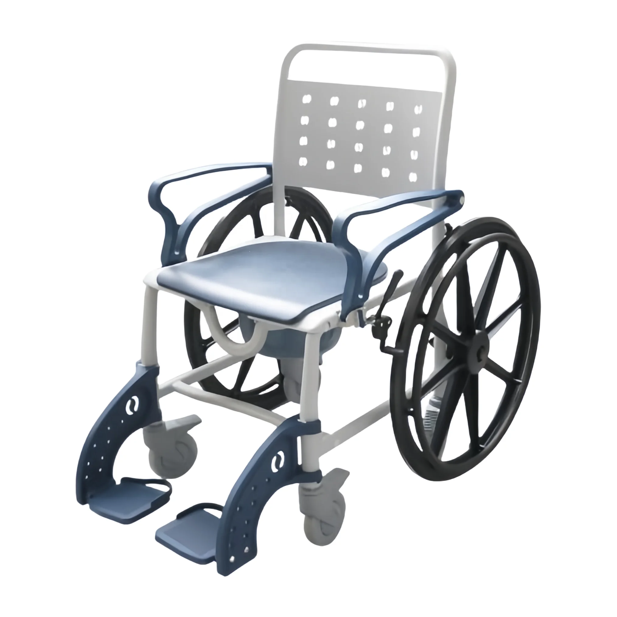 Fauteuil roulant manuel en plastique, léger, respirant et antirouille, siège de toilette, chaise de douche, 3-en-1 multifonctionnel pour clinique