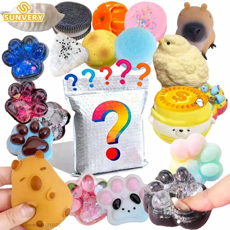 Mystery Fidget Toys Blind Bags Cat Paw Antistress Foot Taba Squishy Jelly Toy Squeeze Toy Sticky Simulated Food Mochi Toy 2025