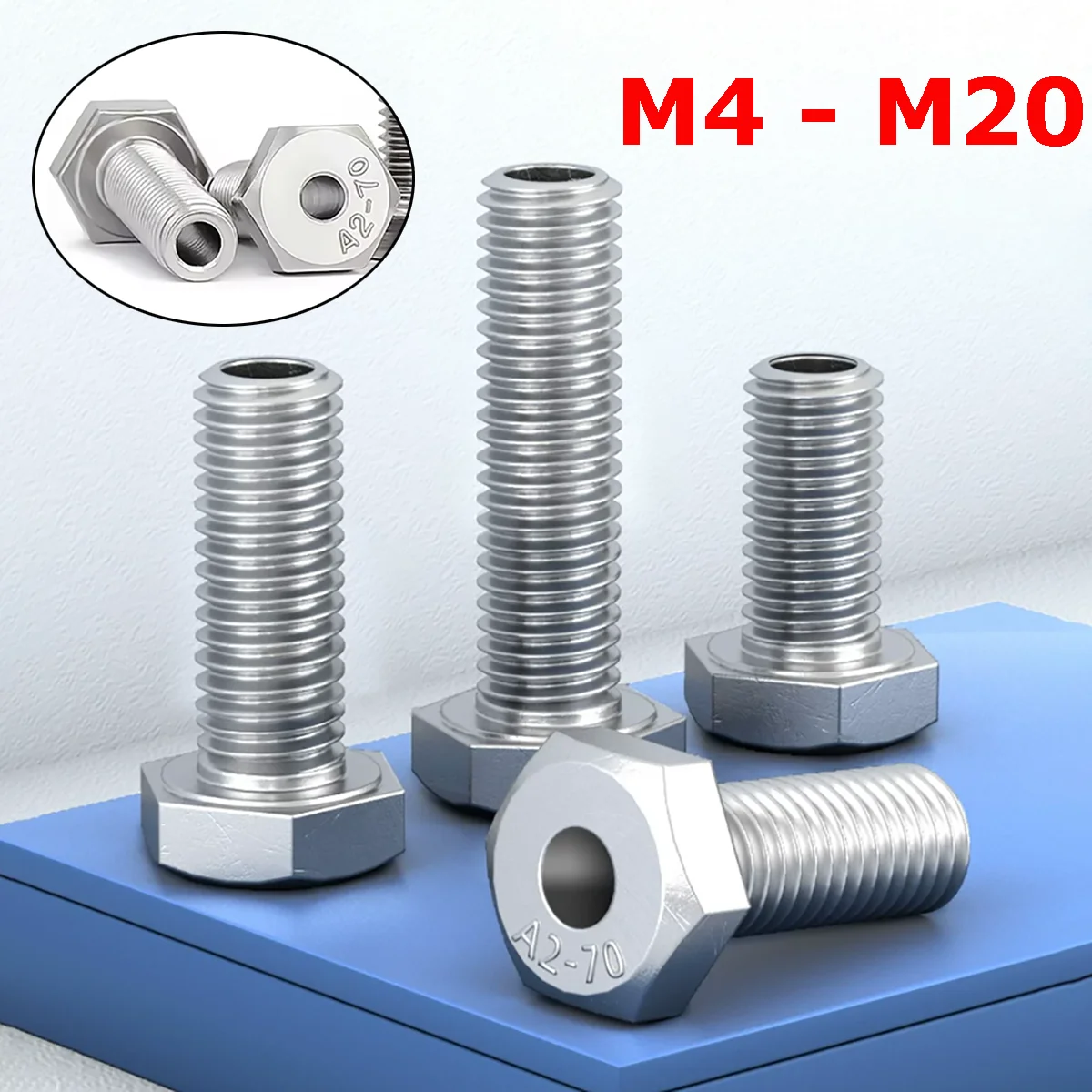 Hollow Outer Hexagon Head Screw M4 M5 M6 M8 M10 M12 M14 M16 M20 304 Stainless Steel Hollow Bolts Through Hole Unthreaded Screws