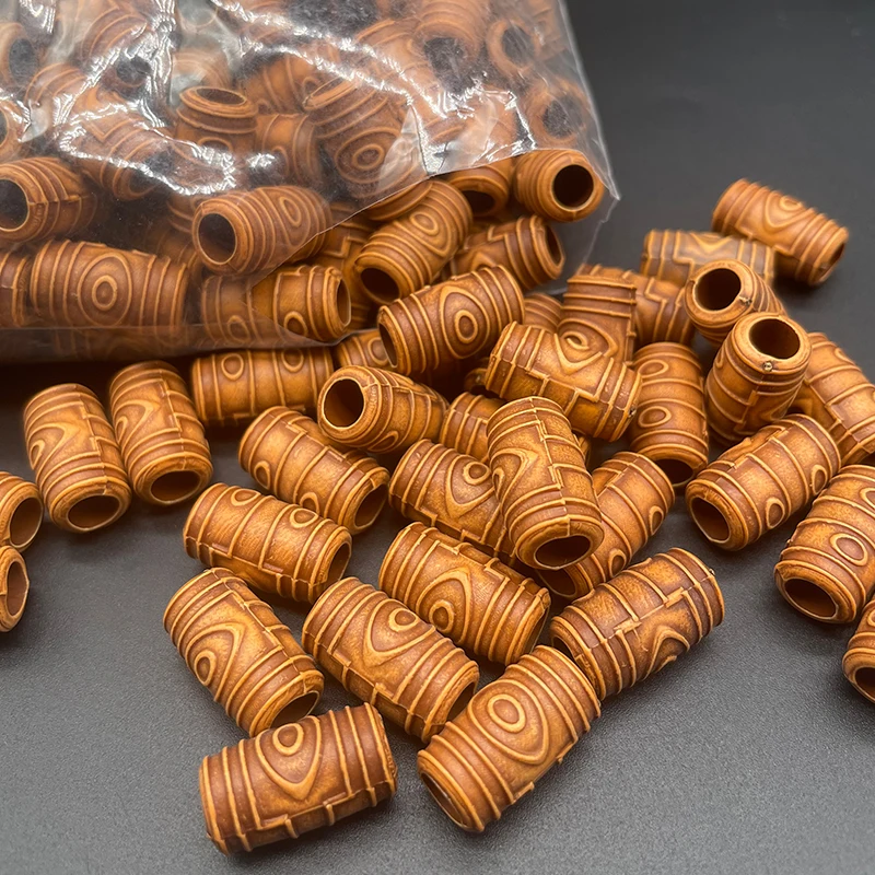 30pcs Retro Plastic Imitation Wood Beads for Jewelry Making Hair Braid Pins Rings Cuff Clips Big Hole DIY Beading