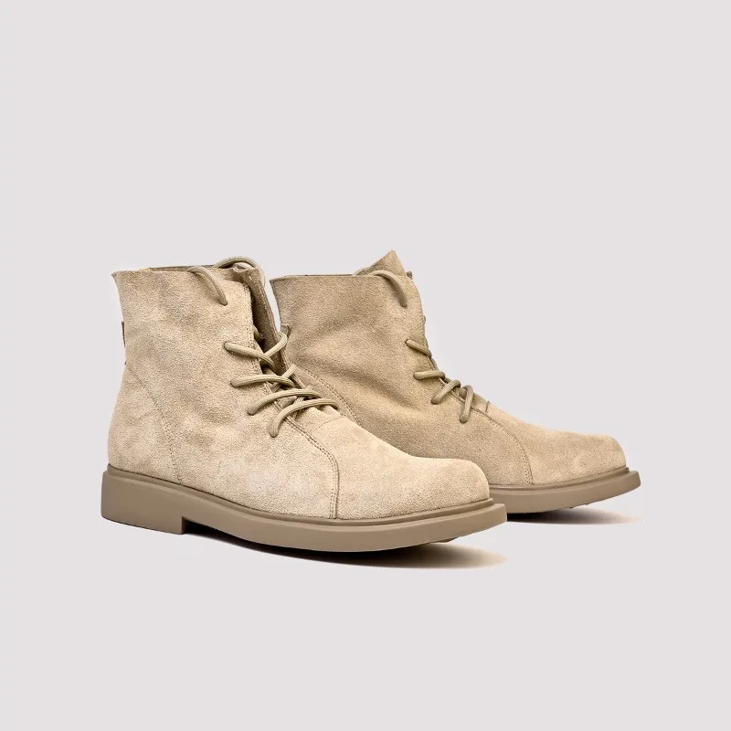 Bottes Chelsea montantes pour homme en daim de vache, de luxe, faites à la main, respirantes, mode automne 2026, en cuir véritable, chaussures de ville pour homme