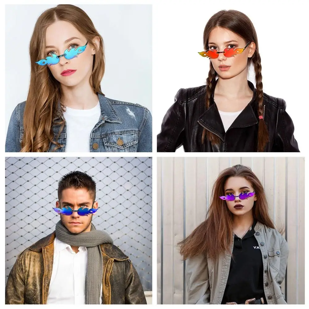 Fire Flame Sunglasses Women Designer Rimless One Piece Sun Glasses 2025 Trending gafas UV400 Shades Candy Color Party Eyewear