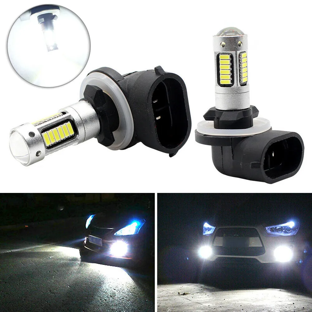 2Pcs Car H27 881 LED Headlight Fog Light 30W 1800LM DRL Bulbs 4014 30SMD 6000k Auto White Daytime Driving Lamps