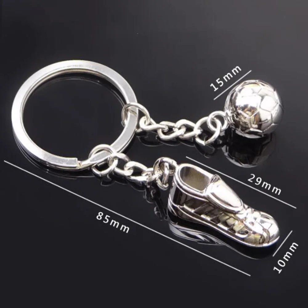 1PC Creative Soccer Shoes Keychain Metal Football Ball Keyring Bag Pendant for Sports Souvenir Metal Toy Football Accessories