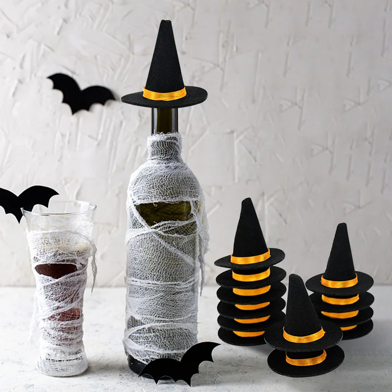 

6Pcs Mini Witch Hat for Halloween Party Decorations 7cm Halloween Witch Hat Cake Topper Decor Wine Bottle Cap