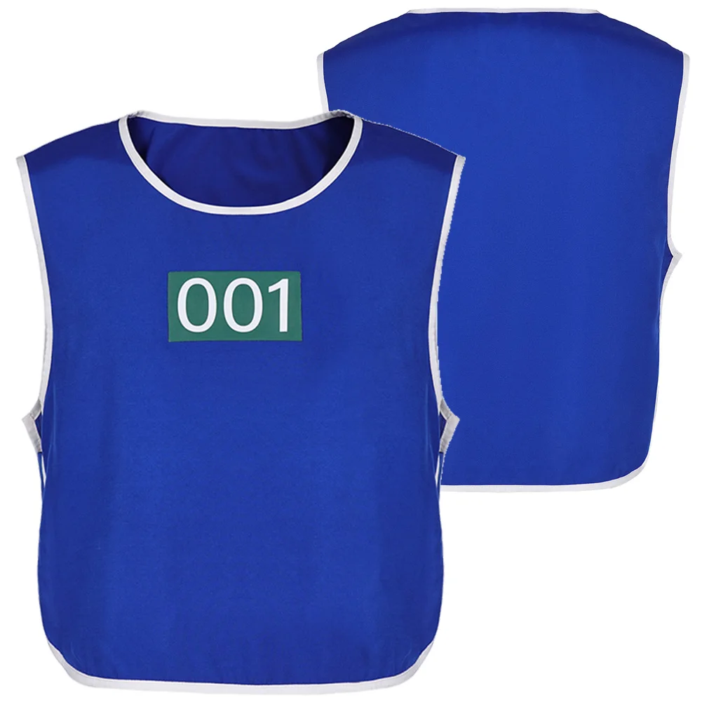 2025 TV Game Of Teuthida Cosplay No 001 Blue Vest Halloween Carnival Costume Party Suits Outfit Roleplay Clothing For Men Women