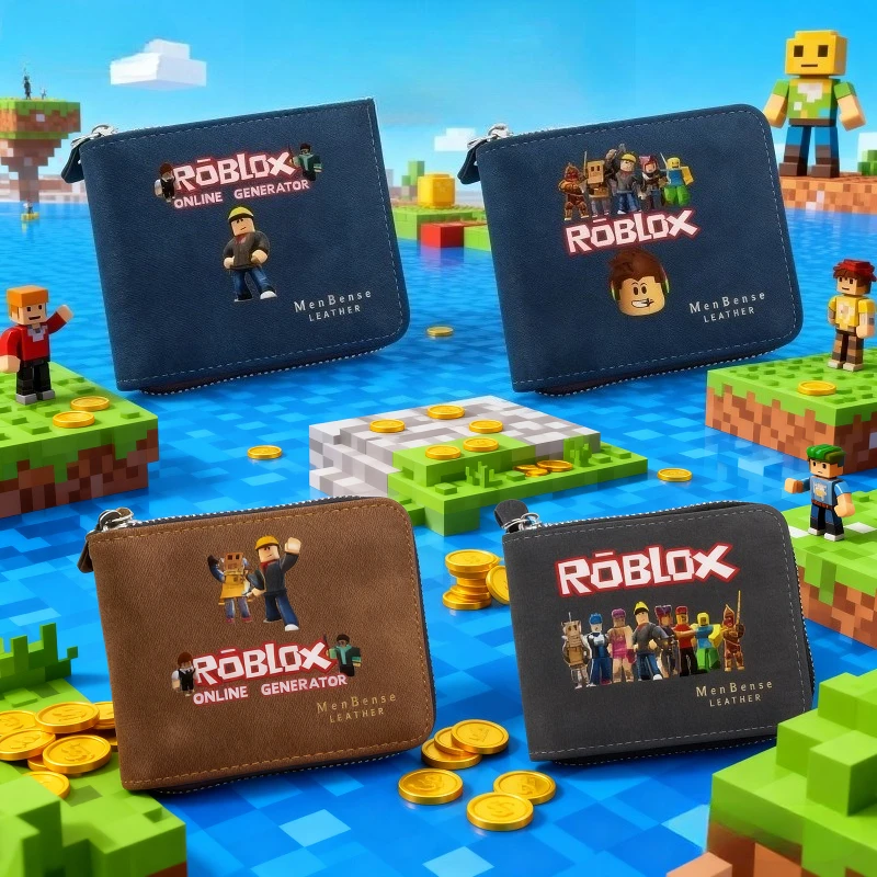Популярный игровой тематический рисунок ROBLOX, короткий кошелек на молнии с мультяшным принтом, чехол для карт, кошелек для мальчиков и девочек, подарки на день рождения