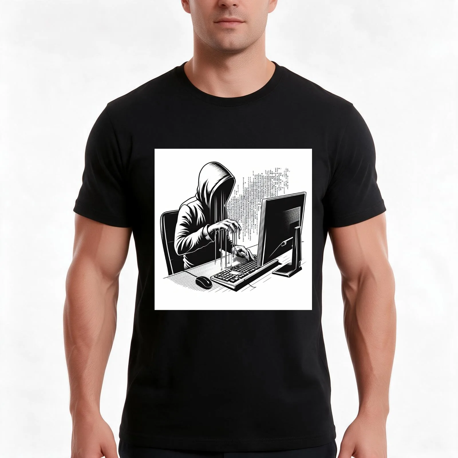 The Phantom Coder Defends T-Shirt, Summer Casual Cotton Tee, Oversized Streetwear Tops, Vintage Graphic Print, Unisex Men Women
