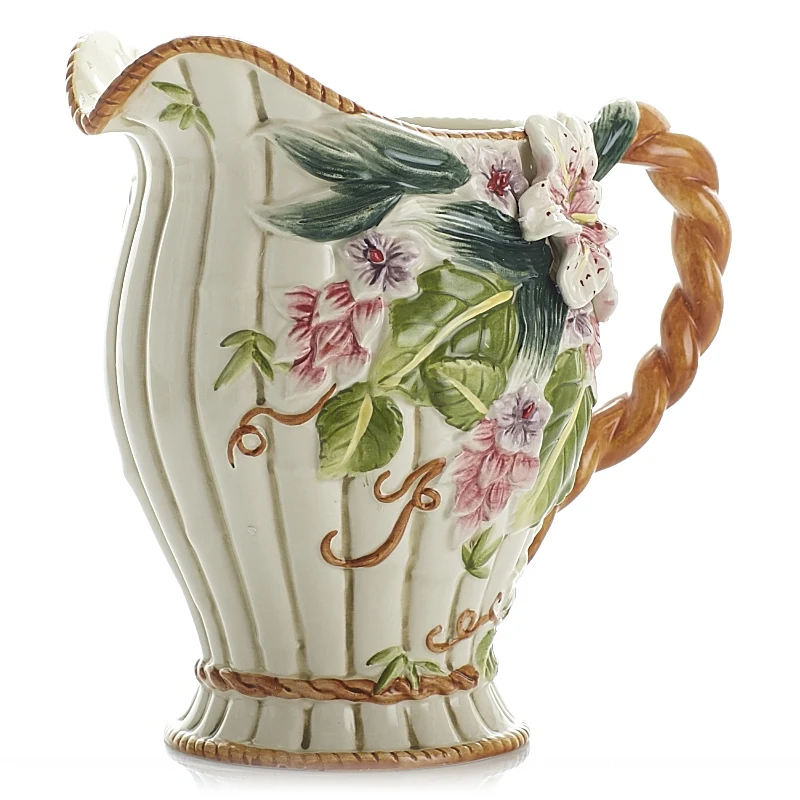 Lily Ceramic Vase Bulbous Floral Home Decor for Farmhouse Table Centerpiece Flower Bouquet Display Rural Style Vase