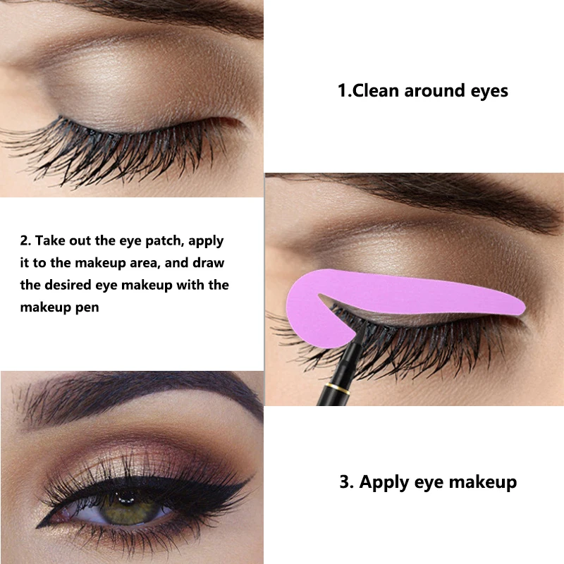 4Pcs/Pack Quick Eyeliner Stencils Eyeliner Stickers Templates Card Non-Woven Cat Eyeliner Eyeshadow Eye Makeup Tools