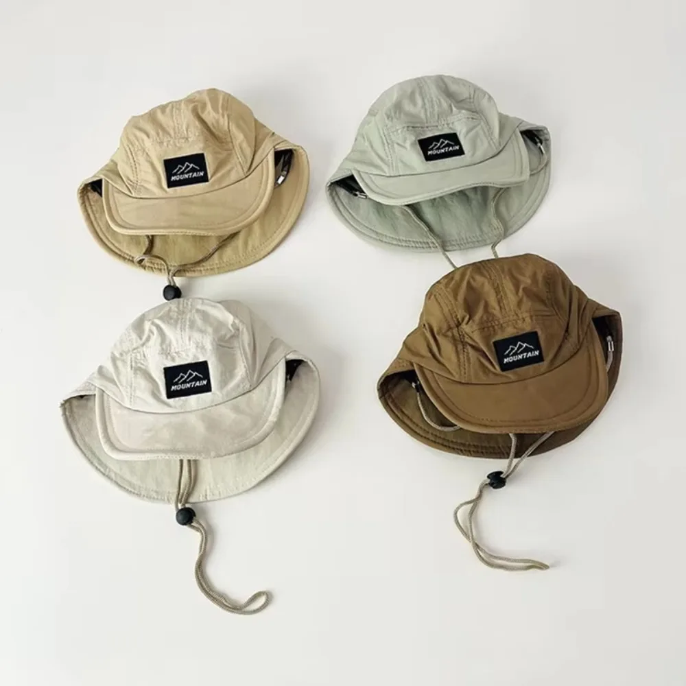 

Fashion Lightweight Bucket Hat Double Brim Thin Duckbill Cap With Adjust Neck Strap Quick Drying Sun Hat Kids
