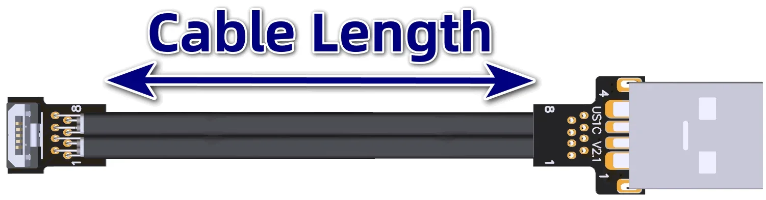 USB2.0 Thin  Short Flat A Male Angle Turn Micro-B Male High Current Power Supply Data cable ADT