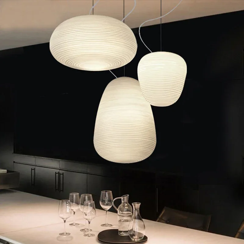 

Nordic Minimalist Glass Whorls LED Pendant Light For Kitchen Dining Living Room Acrylic Chandelier Home Decoration Hanging Lamp