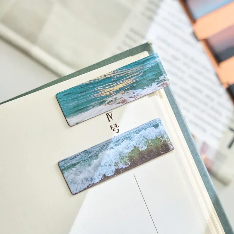 4pcs/set Creative Design Landscape Series Bookmark Mountains Ocean Night Sky Bookmark for Book Ins Simplicity Bookmark