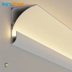 0.5m/1m Top Corner Line Lamp Free Ceiling LED Aluminum Profile Surface Mounted Wall Washer Gypsum Channel Linear Bar Strip Light