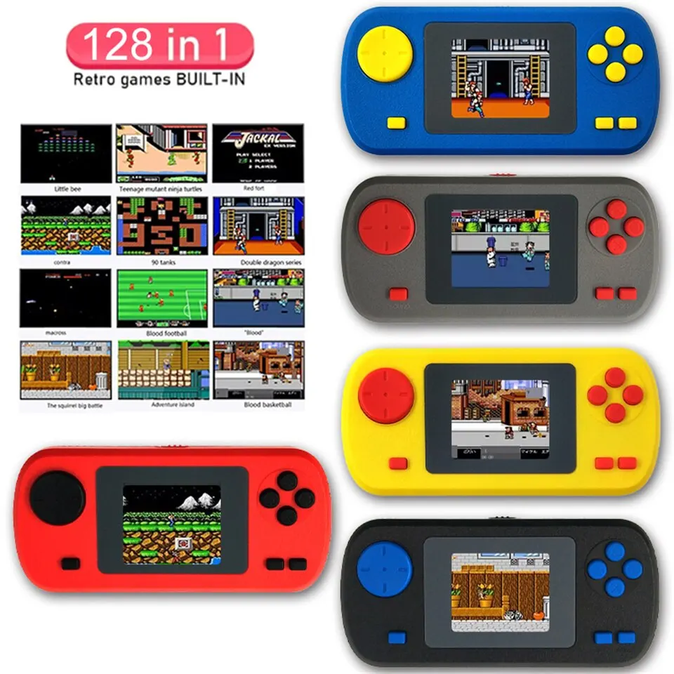 GAMINJA GC32 Mini Handheld Game Player Portable TFT Color Screen Video Consoles Built In 128 8Bit Games For Kids Christmas Gift