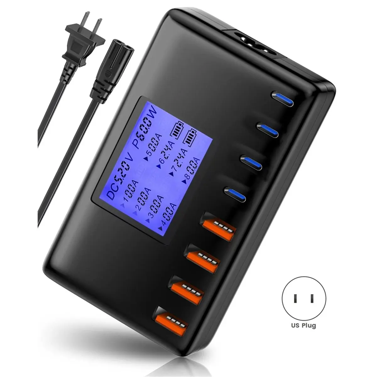 USB C Charger,8-Port Charging Station for Multiple Devices,Multi Charger Station with 4 USB-C&4 USB-A, Fast Charger(US)