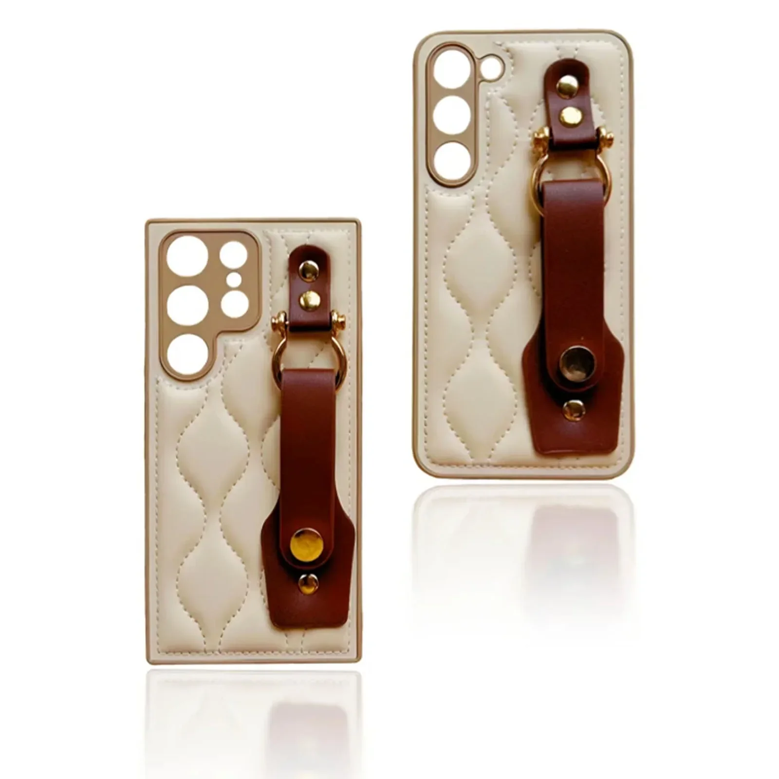 حزام المعصم الكاكي الفاخرة قضية الهاتف لسامسونج غالاكسي S25 S25 زائد S25 الترا S24 S24 + S23 + الحد الأدنى المضادة للسقوط المتقدمة قذيفة