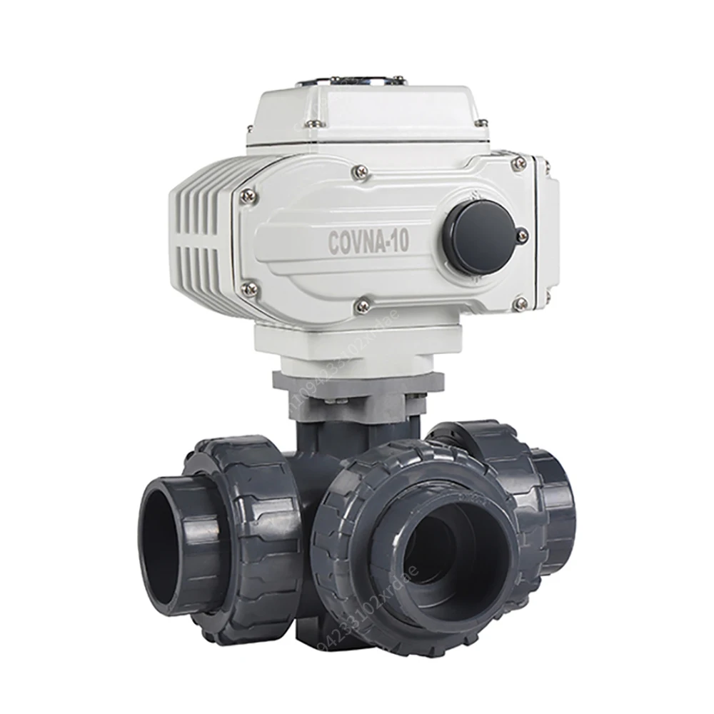 

COVNA Urgent Order Electric Valve DN40 Three Way L Port 24V AC Modulating Electric Actuator PVC Plastic True Union Ball Valve