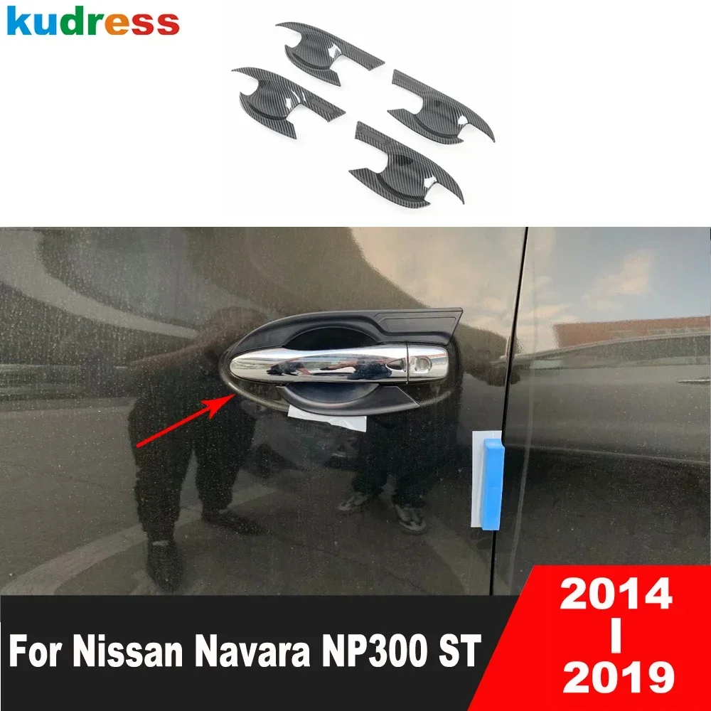

For Nissan Navara NP300 ST 2014 2015 2016 2017 2018 2019 Carbon Fiber Car Exterior Side Door Handle Bowl Cover Trim Accessories