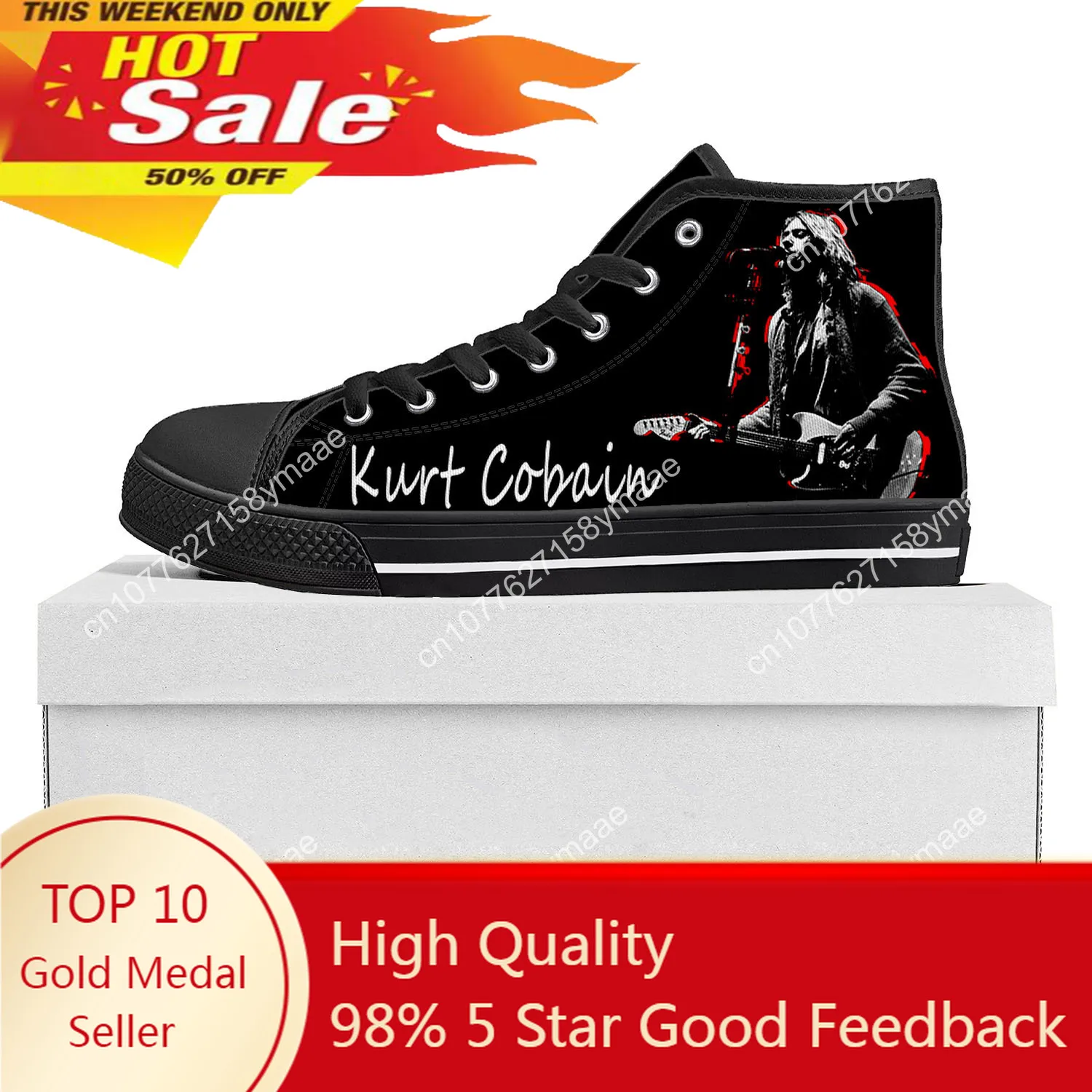 Kurt Cobain High Top High Quality Sneakers Mens Womens Teenager Canvas Sneaker Casual Custom Made Shoes Customize Shoe Black