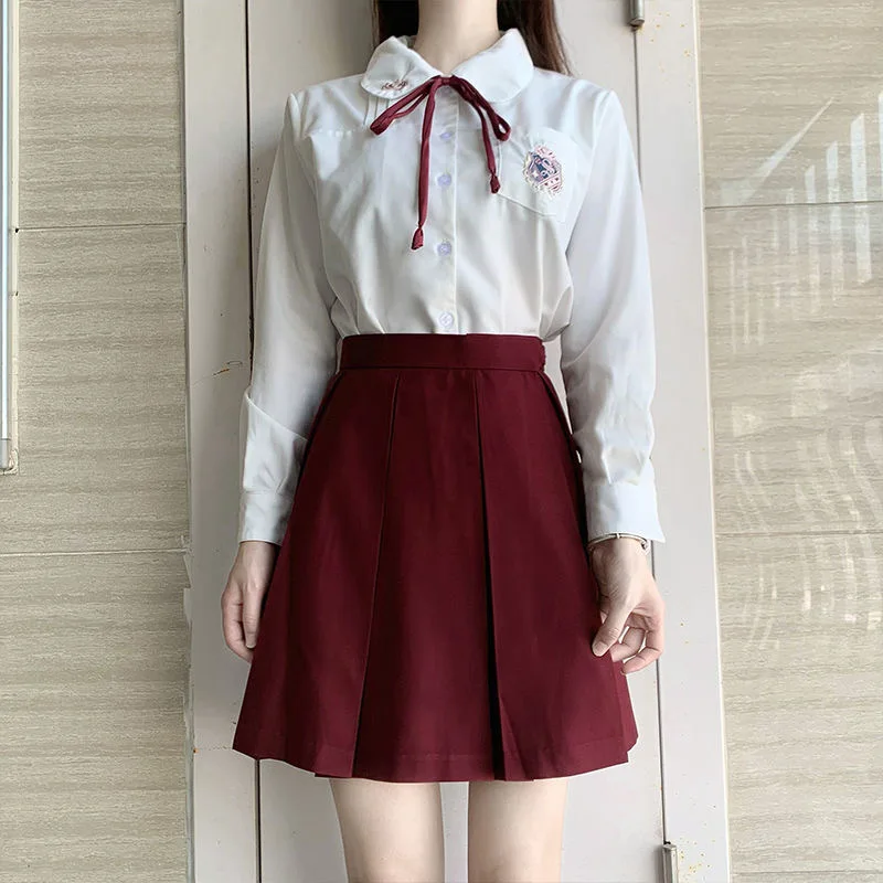 Nieuwe Originele Japanse Middelbare School Student Meisjes Basic Effen Kleur Box Geplooide Rok Preppy Stijl Hoge Taille Rok Kaki Bruin