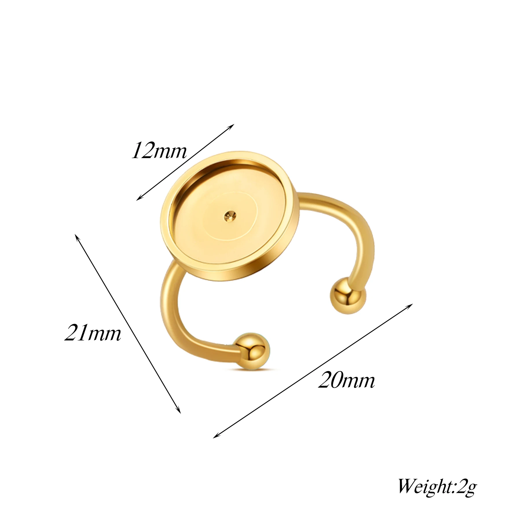 Großhandel 10 Stück Edelstahl Verstellbare Ringfassungen Blanko-Basis 4/6/8/10/12mm DIY Schmuckherstellung Zubehör – Detail 1