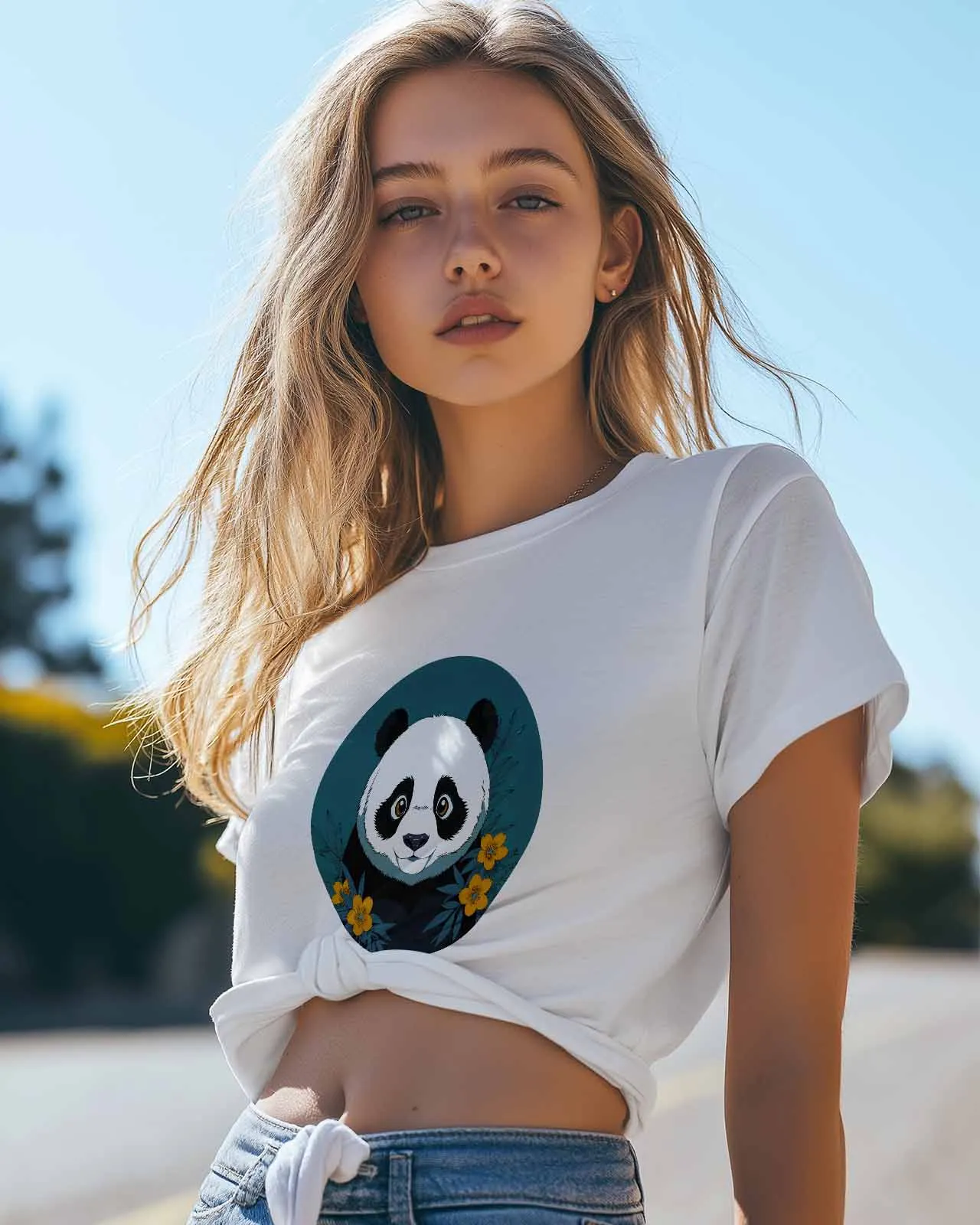 Panda Plant Cartoon T-Shirt Lover Gift Sweatshirt Fitness T-shirt Short Sleeve O-neck Clothing Tops