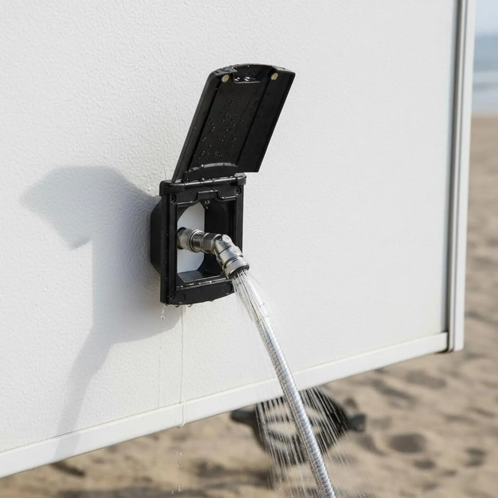 

RV Fast Attach Water Inlet 180° Flip Cover RV Exterior Shower Box Travel Trailer Water Hookup Cover Easy Installation