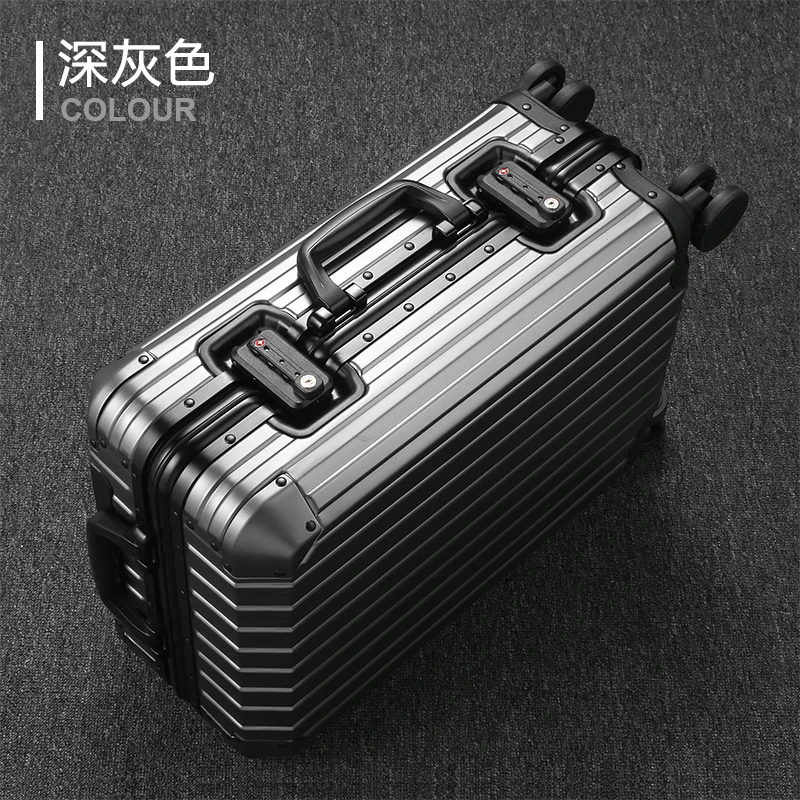 sushimu 20"24"28" Zoll Aluminium Trolley Koffer Wasserdichte Metallic Kabine Gepäck Trolly Tasche mit Rädern 3