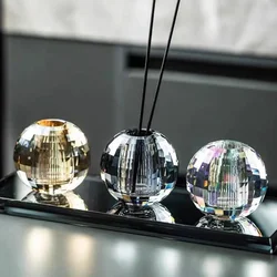 Modern Crystal Spherical Aromatherapy Candle Holder Cup Amber Crystal Aromatherapy Candle Holder Living Room Interior Decoration