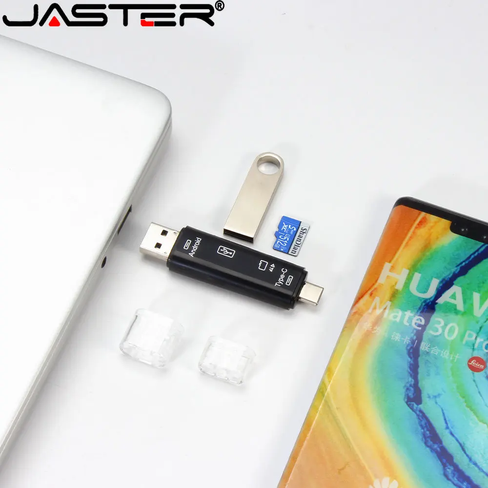 JASTER Type-C/Standard USB 3.0/Micro USB/TF Card Mini Card Reader nuovo lettore di schede multifunzione 5 in 1 White Stretch per PC Side