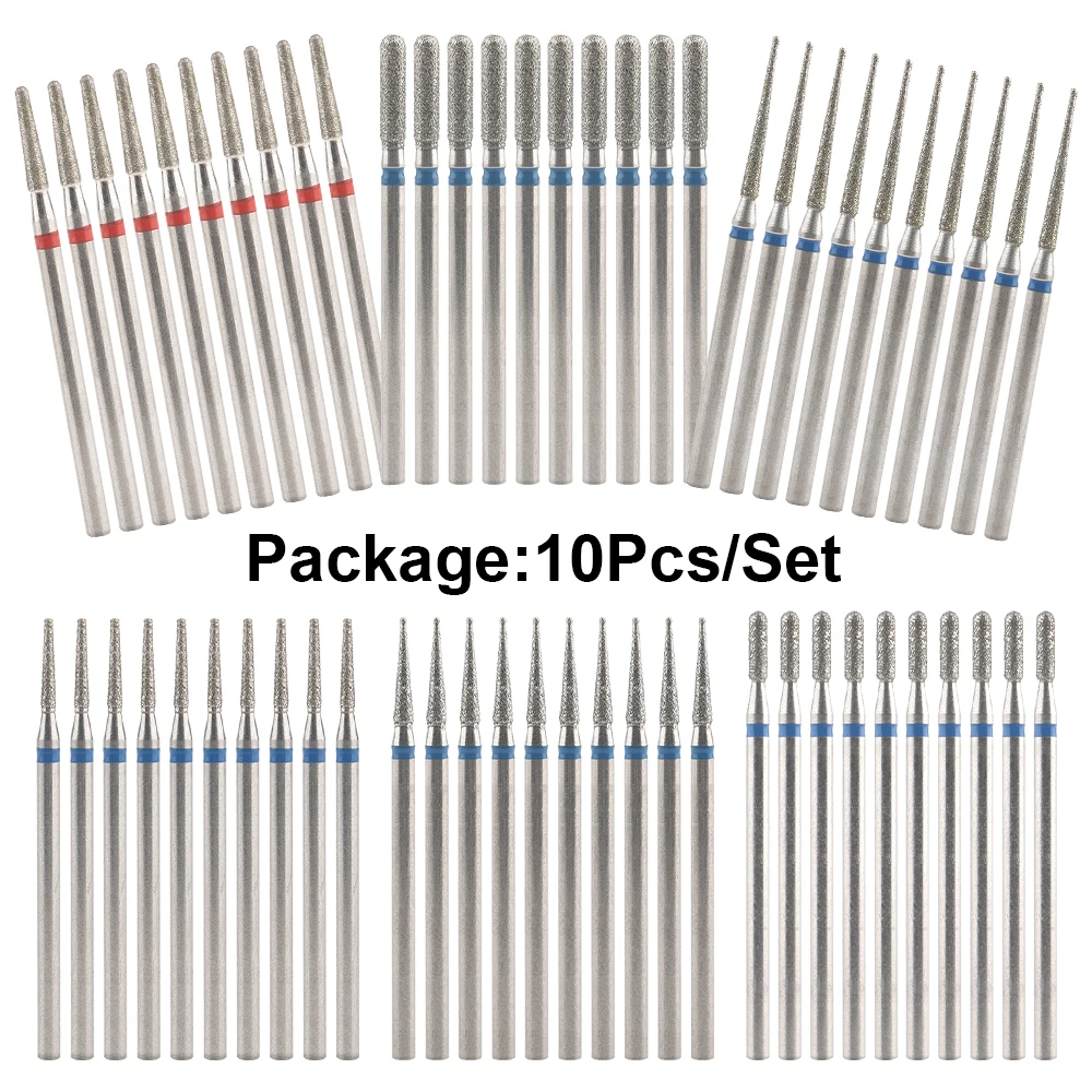 10 szt. Frezów diamentowych do manicure, elektryczne wiertła do paznokci, akcesoria do pedicure, pilnik do paznokci, narzędzie do usuwania żelu 2030